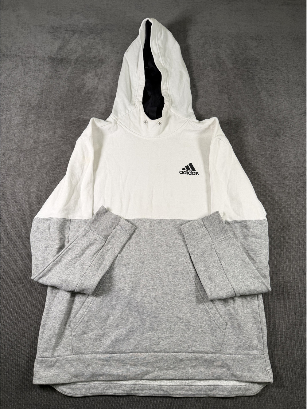 Adidas Two-Tone Gray and White Pullover Hoodie with Logo